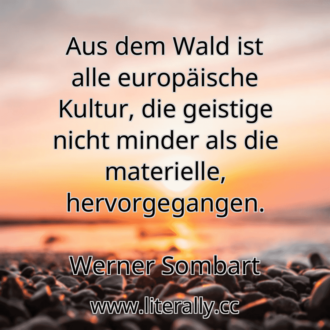Aus dem Wald ist alle europäische Kultur, die geistige nicht minder als die materielle, hervorgegangen.
Werner Sombart
