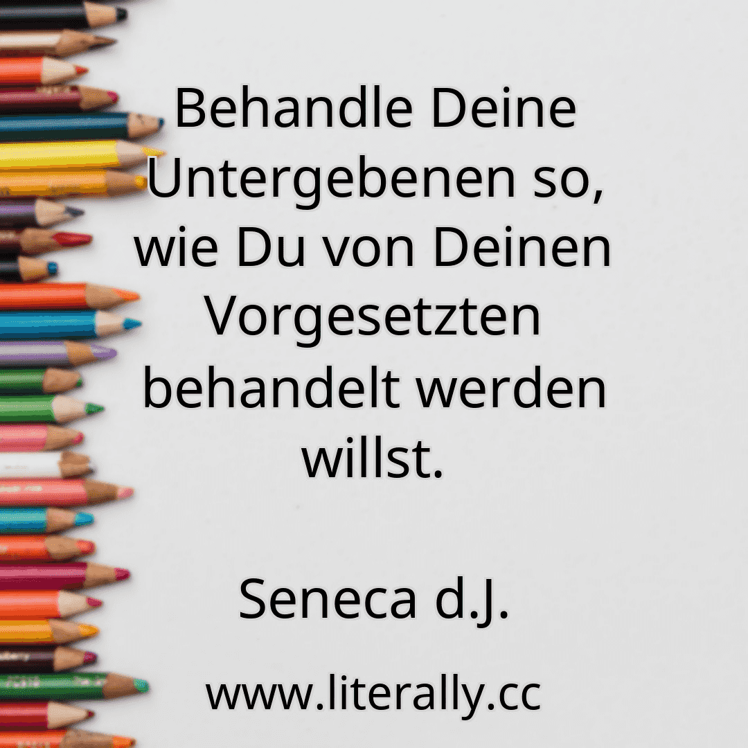 Behandle Deine Untergebenen so, wie Du von Deinen Vorgesetzten behandelt werden willst.
Seneca d.J.
