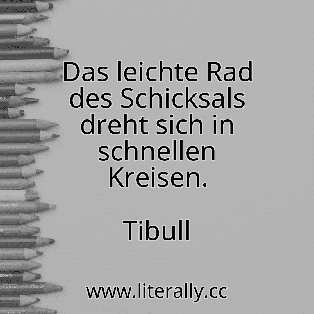 Das leichte Rad des Schicksals dreht sich in schnellen Kreisen.
Tibull
