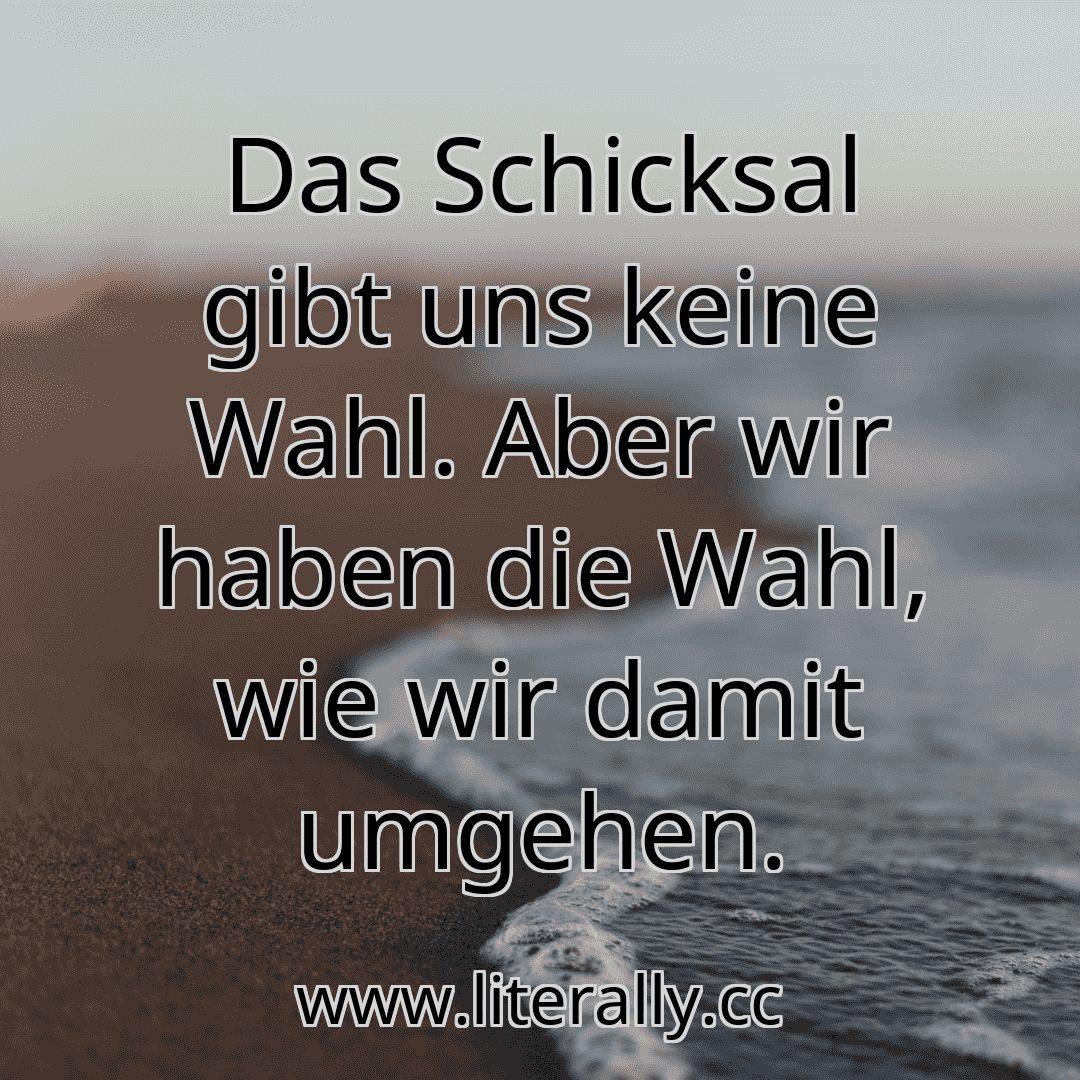 Das Schicksal gibt uns keine Wahl. Aber wir haben die Wahl, wie wir damit umgehen.
