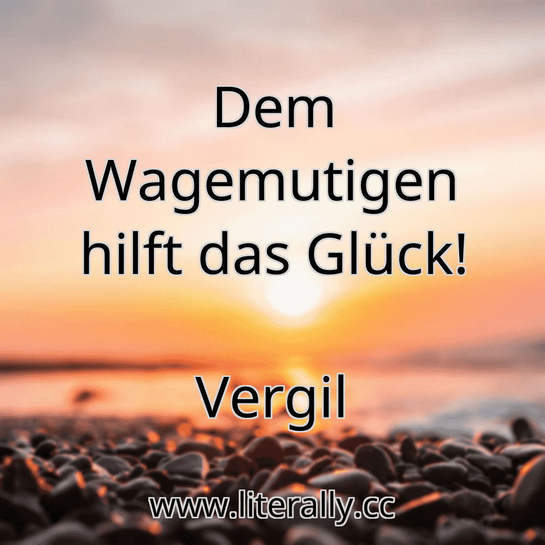 Dem Wagemutigen hilft das Glück!
Vergil
