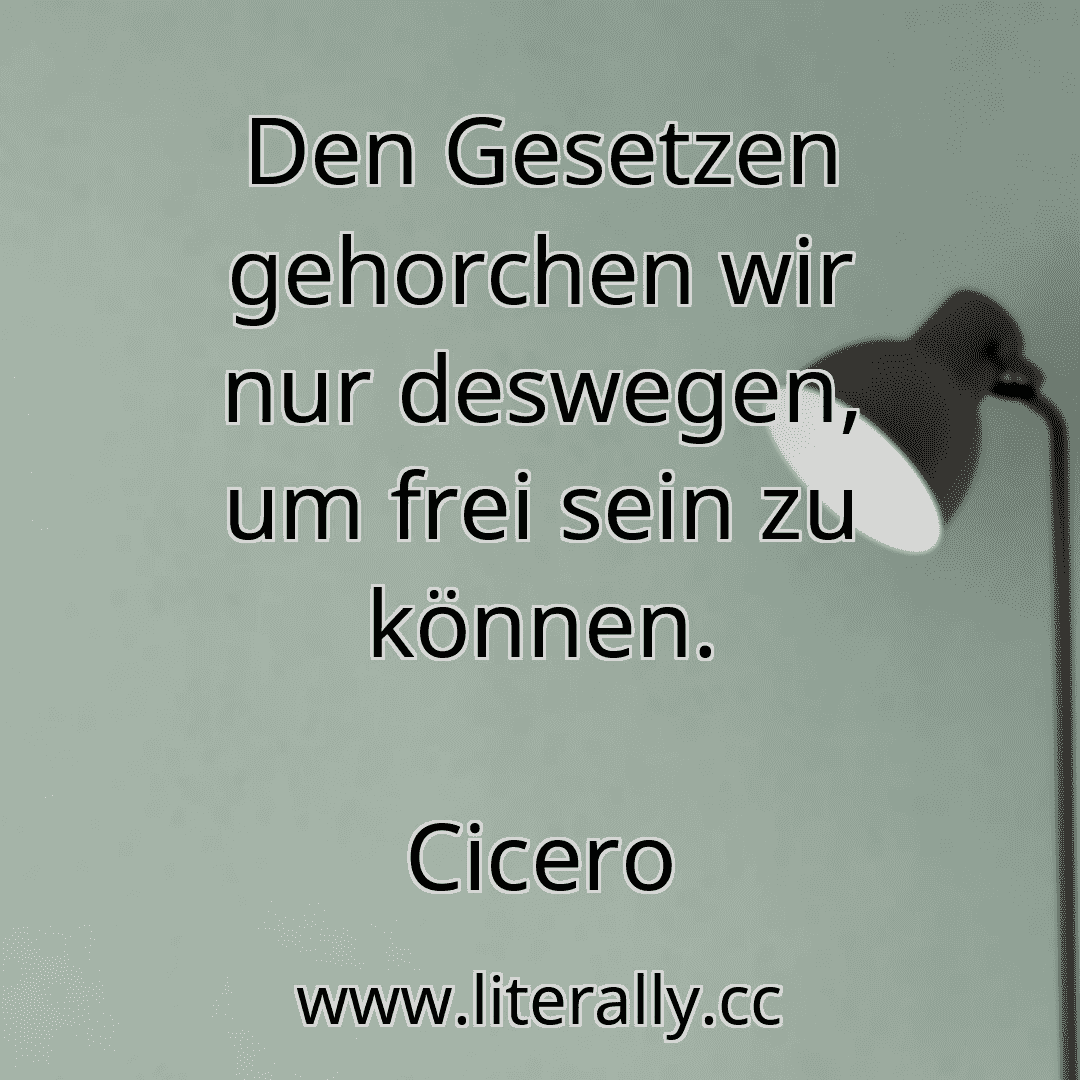 Den Gesetzen gehorchen wir nur deswegen, um frei sein zu können.
Cicero

