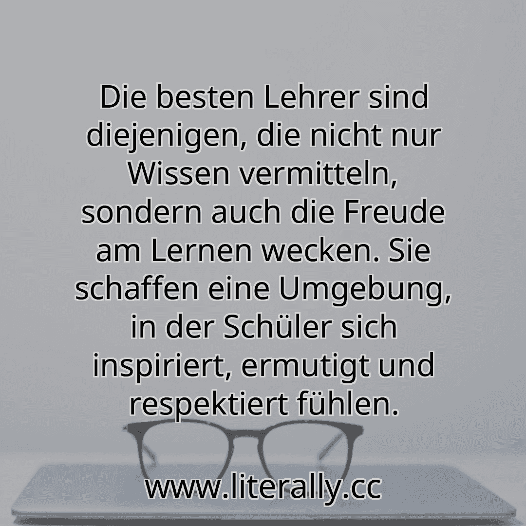 Die besten Lehrer sind diejenigen, die nicht nur Wissen vermitteln, sondern auch die Freude am Lernen wecken. Sie schaffen eine Umgebung, in der Schüler sich inspiriert, ermutigt und respektiert fühlen.

