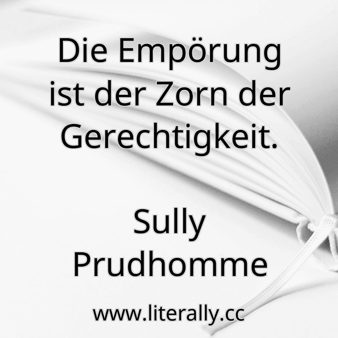 Die Empörung ist der Zorn der Gerechtigkeit.
Sully Prudhomme

