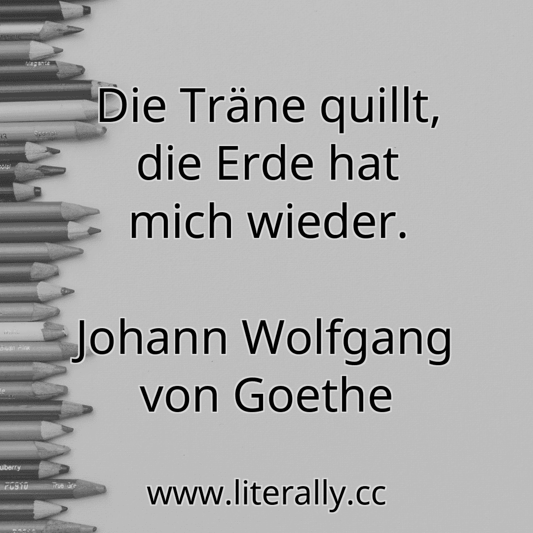 Die Träne quillt, die Erde hat mich wieder.
Johann Wolfgang von Goethe
