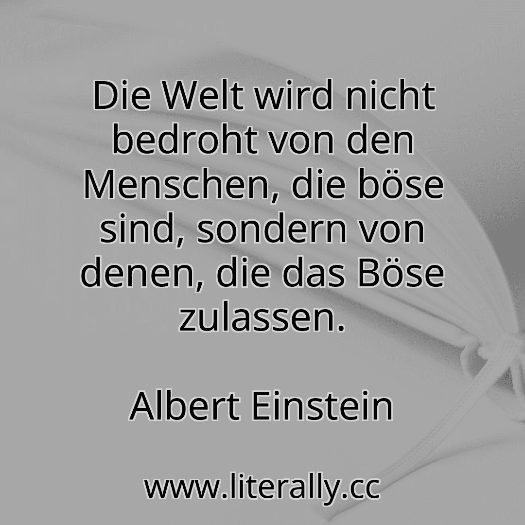 Die Welt wird nicht bedroht von den Menschen, die böse sind, sondern von denen, die das Böse zulassen.
Albert Einstein
