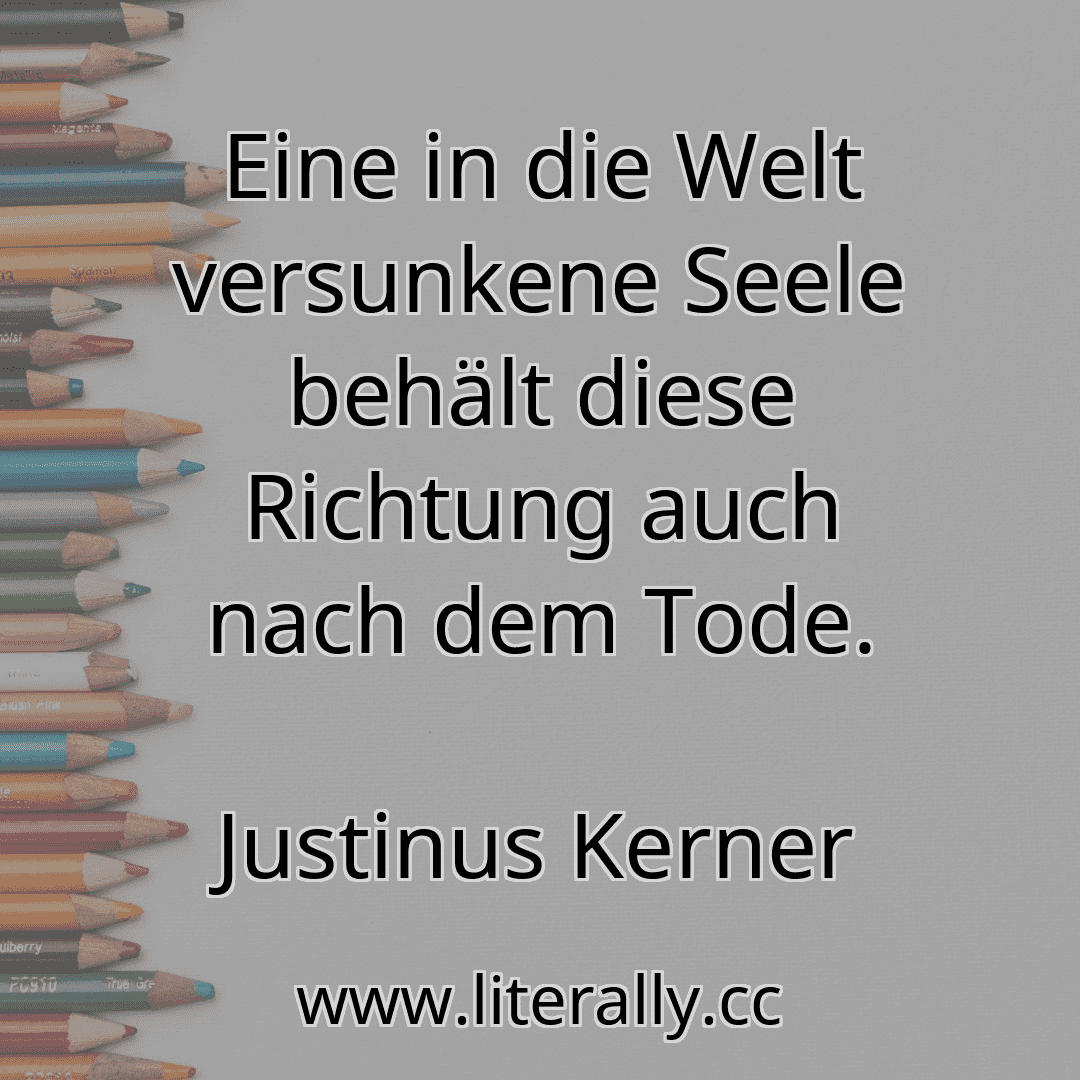 Eine in die Welt versunkene Seele behält diese Richtung auch nach dem Tode.
Justinus Kerner
