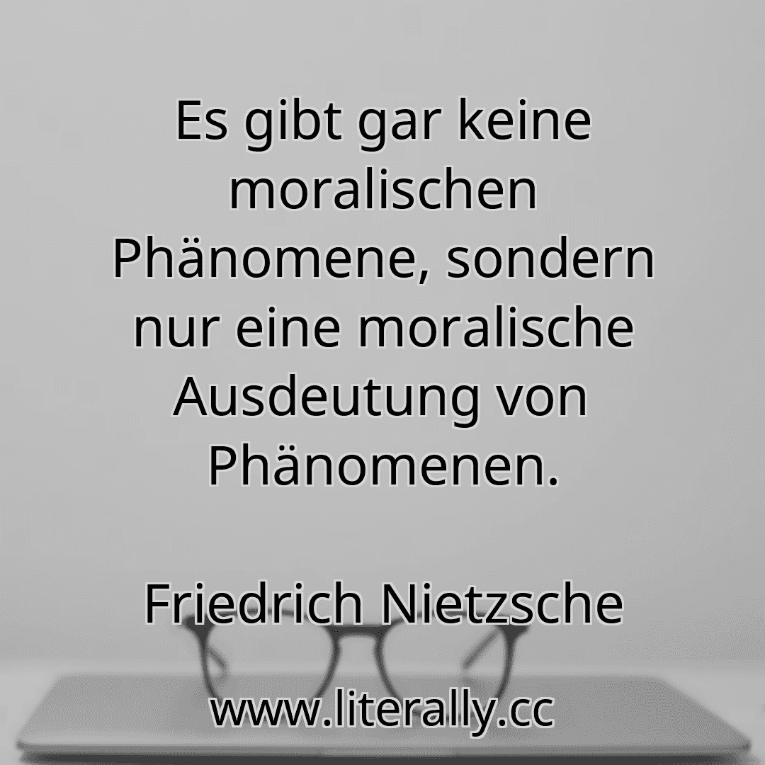 Es gibt gar keine moralischen Phänomene, sondern nur eine moralische Ausdeutung von Phänomenen.
Friedrich Nietzsche

