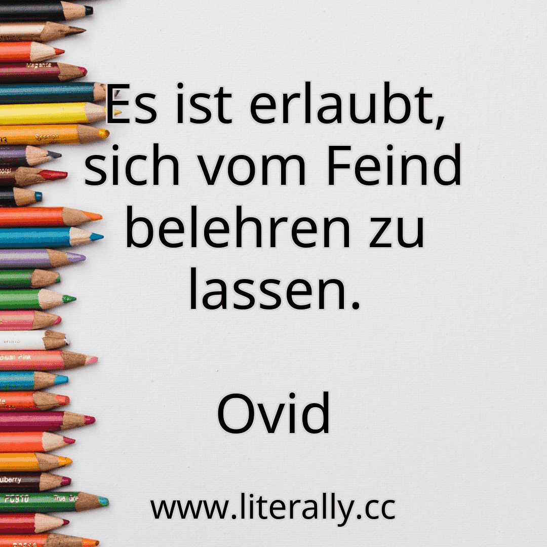 Es ist erlaubt, sich vom Feind belehren zu lassen.
Ovid
