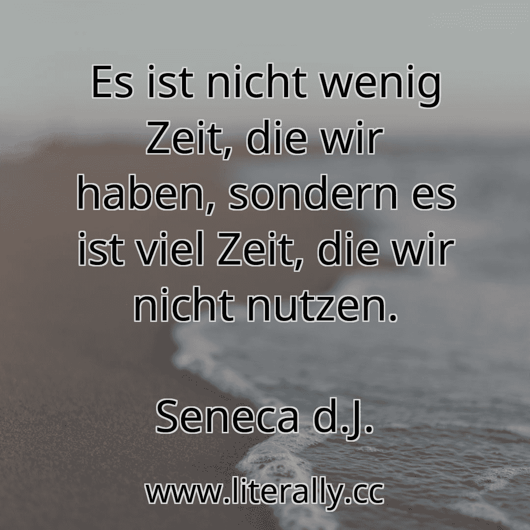 Es ist nicht wenig Zeit, die wir haben, sondern es ist viel Zeit, die wir nicht nutzen.
Seneca d.J.
