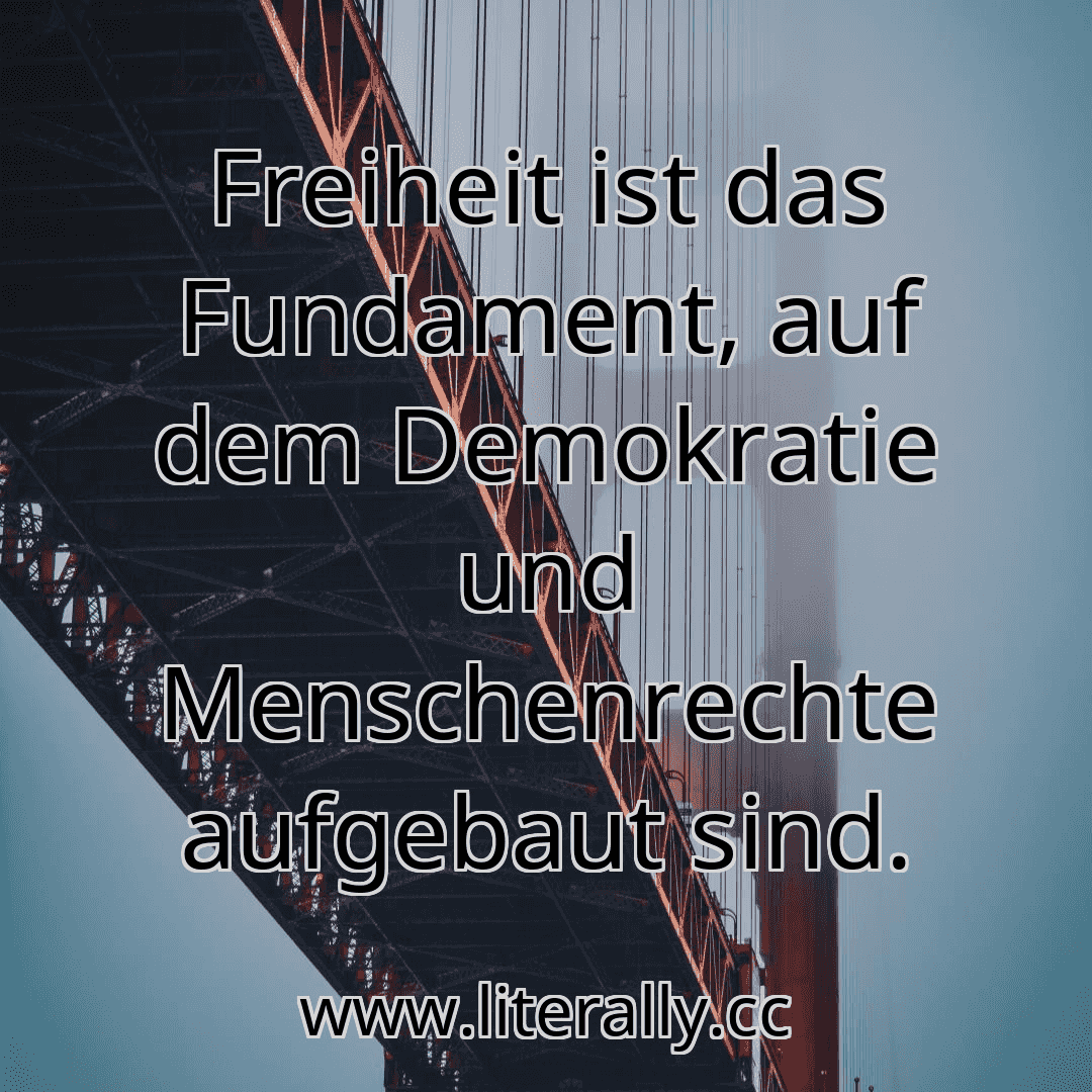 Freiheit ist das Fundament, auf dem Demokratie und Menschenrechte aufgebaut sind.

