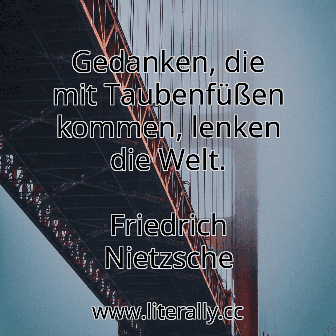 Gedanken, die mit Taubenfüßen kommen, lenken die Welt.
Friedrich Nietzsche
