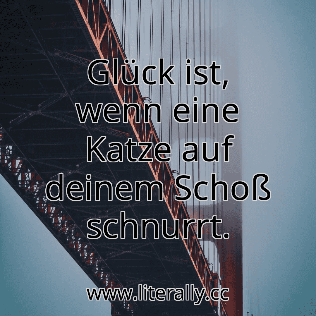 Glück ist, wenn eine Katze auf deinem Schoß schnurrt.
