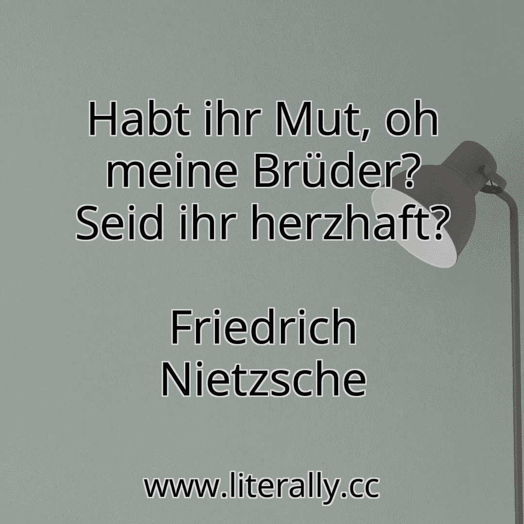 Habt ihr Mut, oh meine Brüder? Seid ihr herzhaft?
Friedrich Nietzsche
