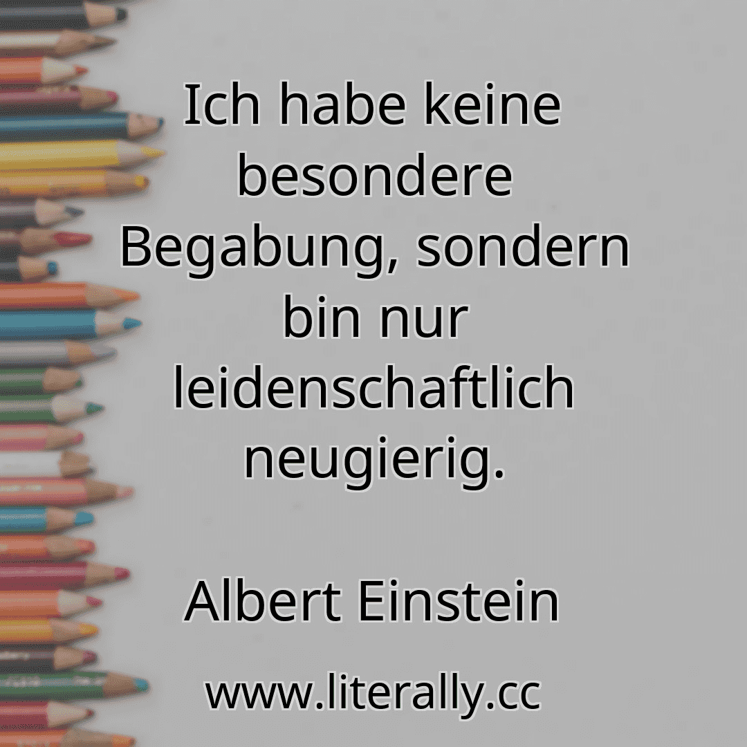 Ich habe keine besondere Begabung, sondern bin nur leidenschaftlich neugierig.
Albert Einstein
