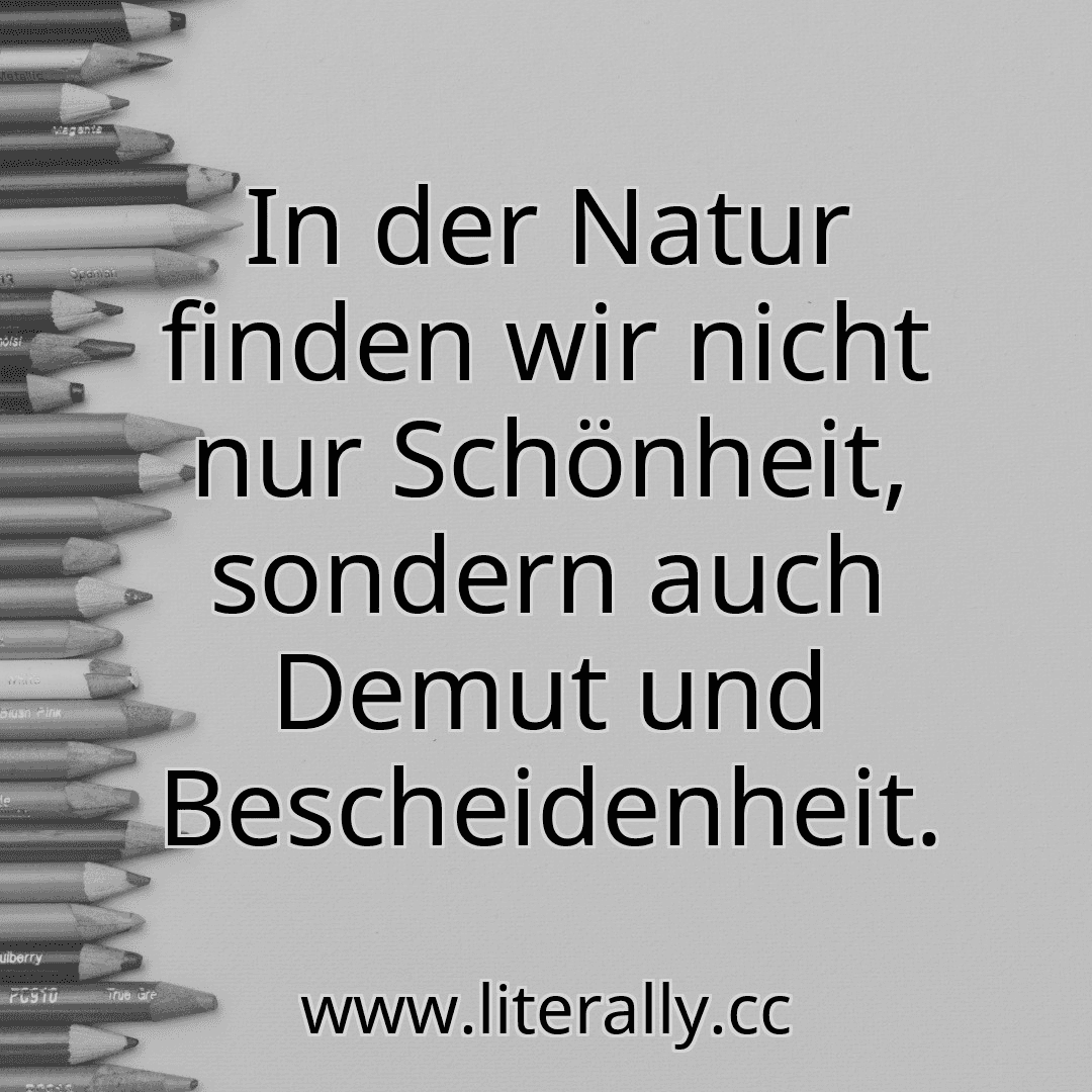 In der Natur finden wir nicht nur Schönheit, sondern auch Demut und Bescheidenheit.
