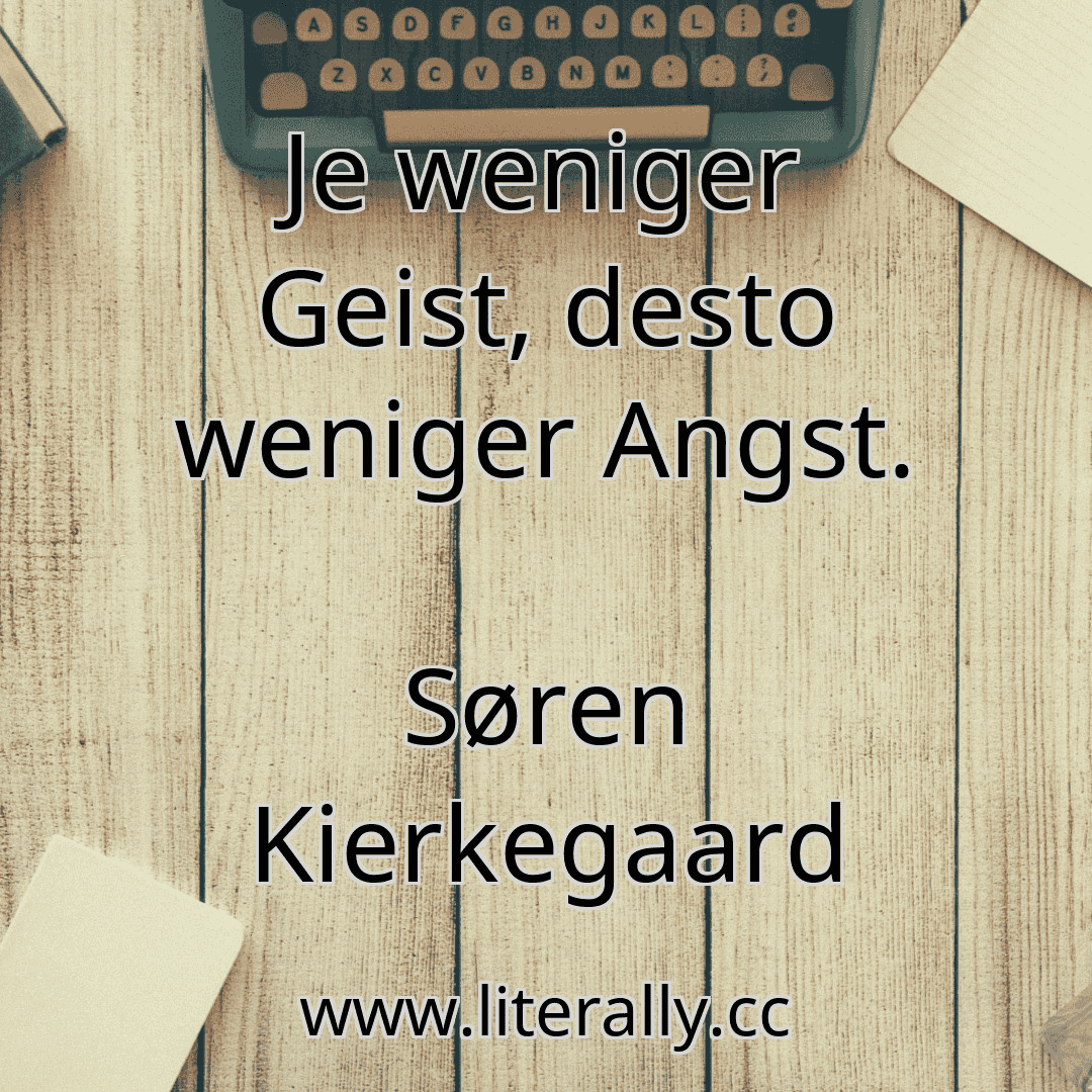 Je weniger Geist, desto weniger Angst.
Søren Kierkegaard
