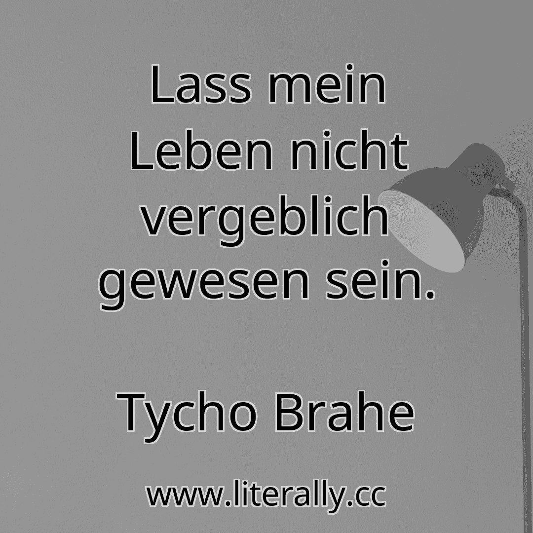 Lass mein Leben nicht vergeblich gewesen sein.
Tycho Brahe
