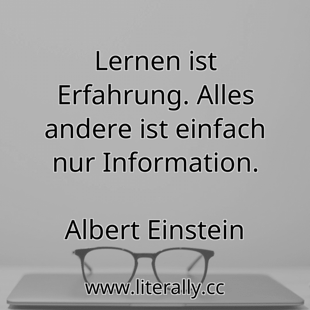 Lernen ist Erfahrung. Alles andere ist einfach nur Information.
Albert Einstein
