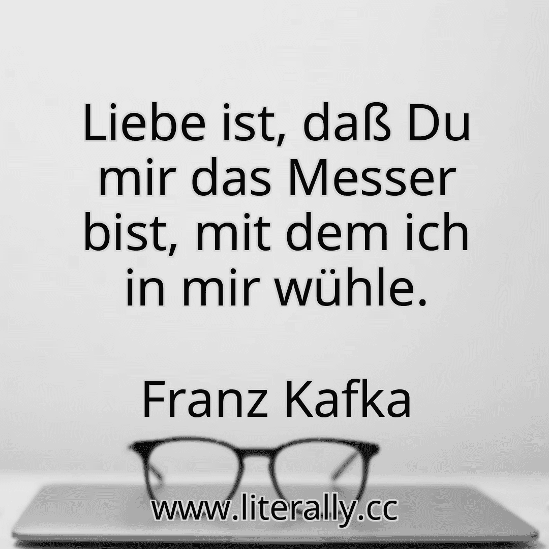Liebe ist, daß Du mir das Messer bist, mit dem ich in mir wühle.
Franz Kafka
