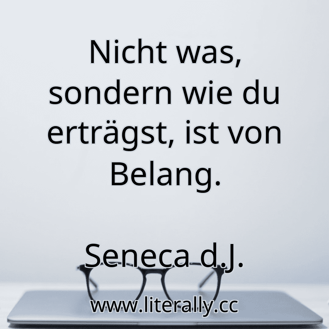 Nicht was, sondern wie du erträgst, ist von Belang.
Seneca d.J.
