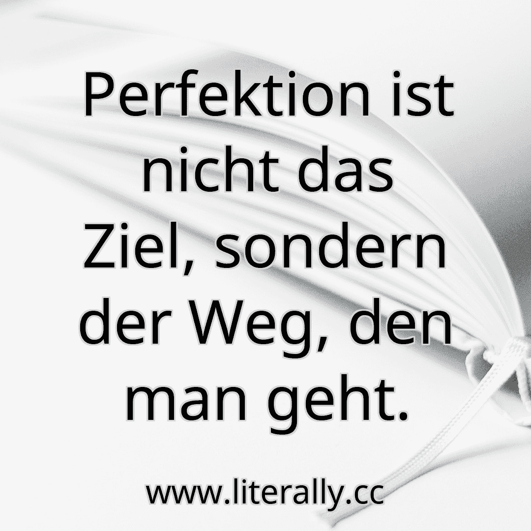 Perfektion ist nicht das Ziel, sondern der Weg, den man geht.

