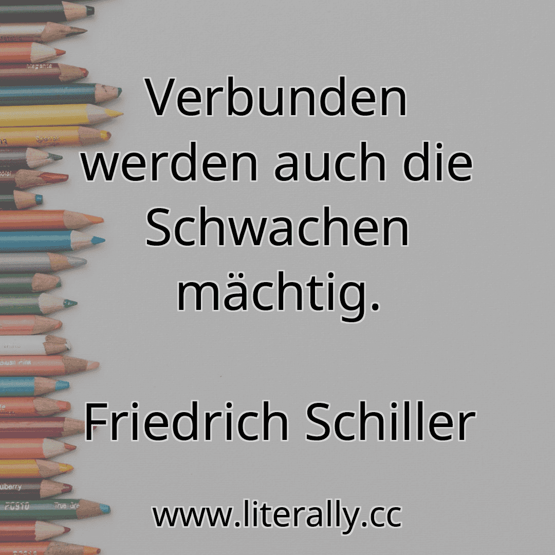 Verbunden werden auch die Schwachen mächtig.
Friedrich Schiller
