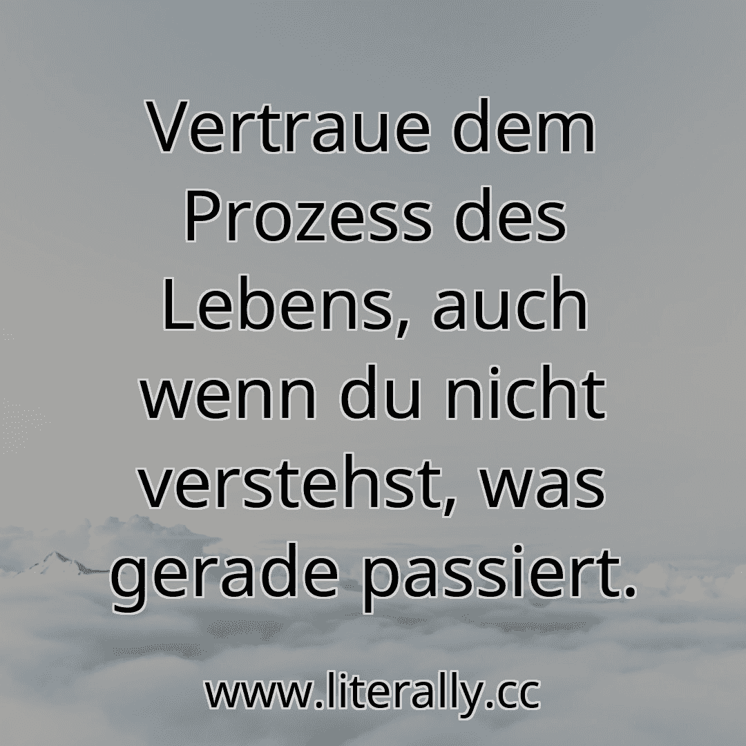 Vertraue dem Prozess des Lebens, auch wenn du nicht verstehst, was gerade passiert.
