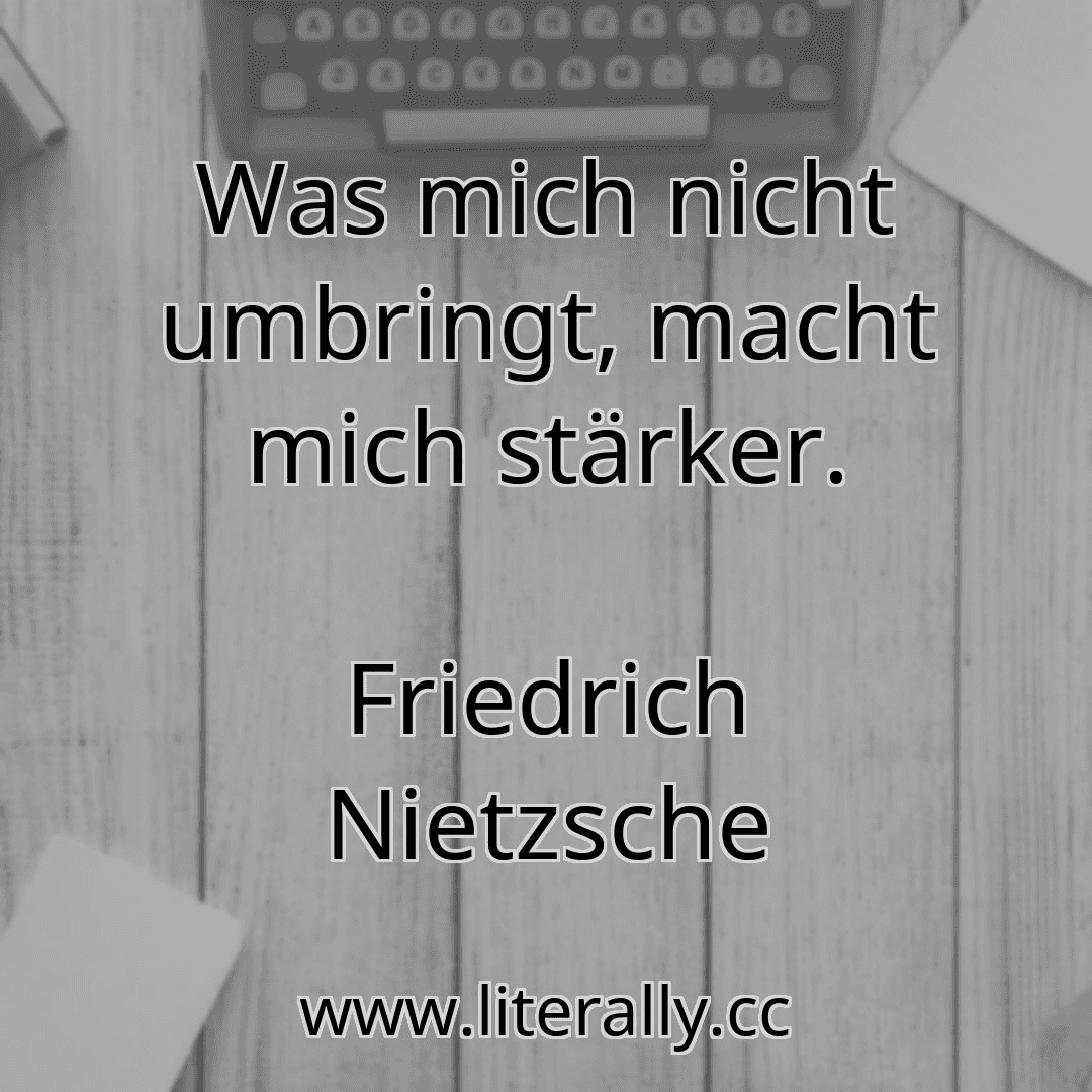 Was mich nicht umbringt, macht mich stärker.
Friedrich Nietzsche
