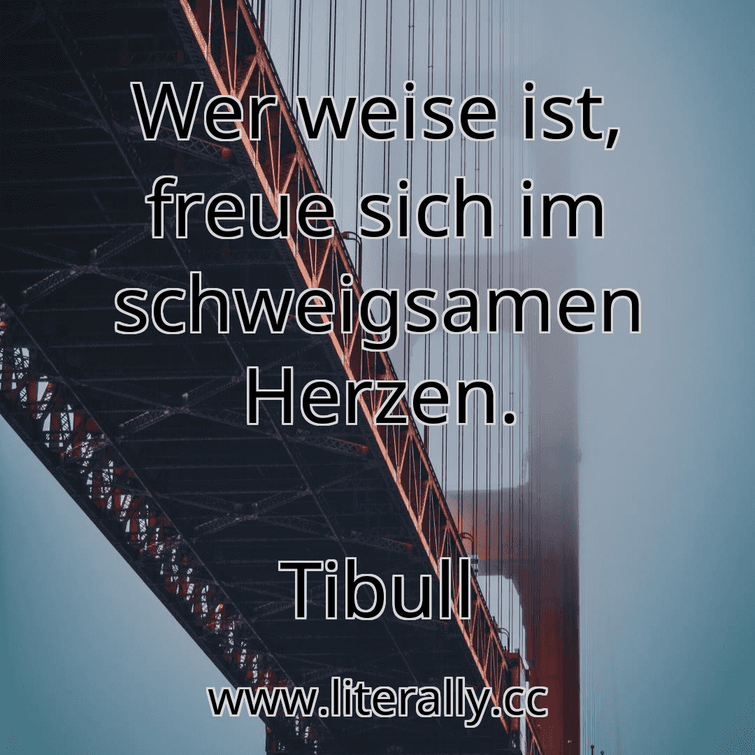 Wer weise ist, freue sich im schweigsamen Herzen.
Tibull
