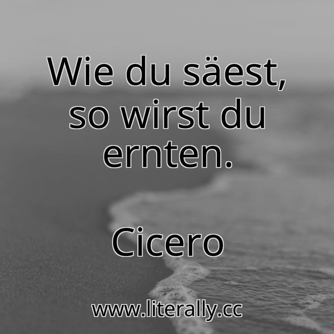 Wie du säest, so wirst du ernten.
Cicero
