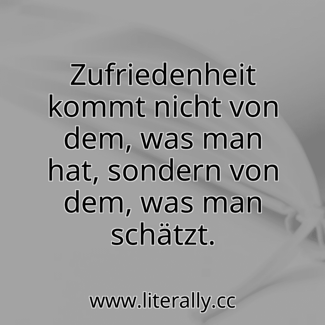 Zufriedenheit kommt nicht von dem, was man hat, sondern von dem, was man schätzt.
