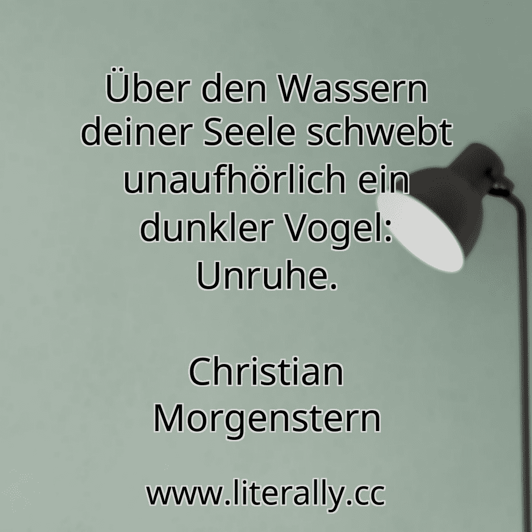 Über den Wassern deiner Seele schwebt unaufhörlich ein dunkler Vogel: Unruhe.
Christian Morgenstern
