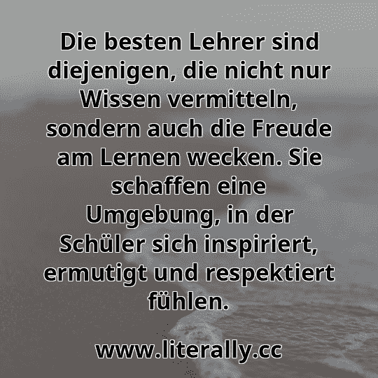 Die besten Lehrer sind diejenigen, die nicht nur Wissen vermitteln, sondern auch die Freude am Lernen wecken. Sie schaffen eine Umgebung, in der Schüler sich inspiriert, ermutigt und respektiert fühlen.
