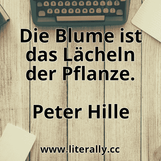 Die Blume ist das Lächeln der Pflanze.
Peter Hille
