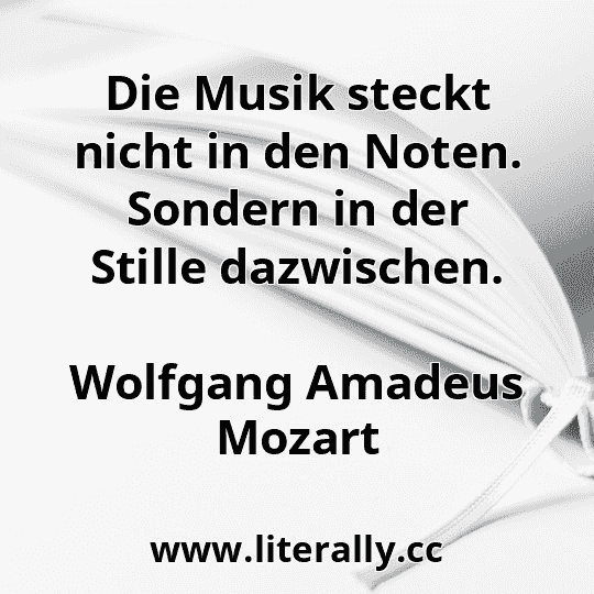Die Musik steckt nicht in den Noten. Sondern in der Stille dazwischen.
Wolfgang Amadeus Mozart
