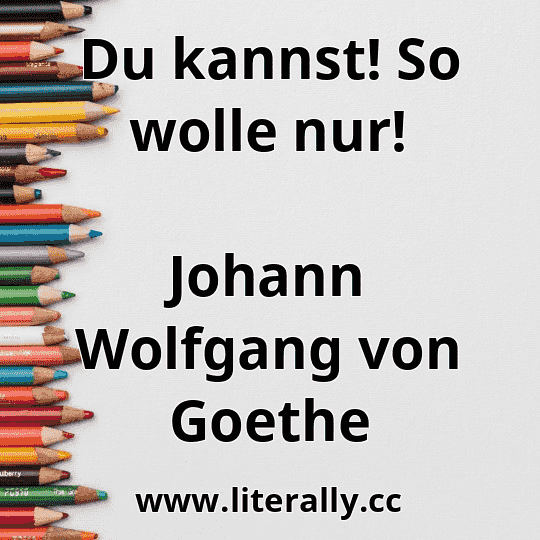 Du kannst! So wolle nur!
Johann Wolfgang von Goethe
