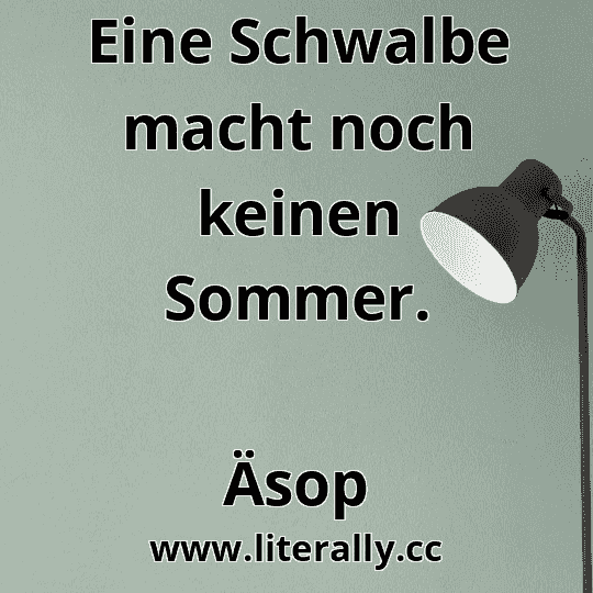 Eine Schwalbe macht noch keinen Sommer.
Äsop
