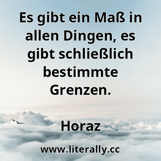 Es gibt ein Maß in allen Dingen, es gibt schließlich bestimmte Grenzen.
Horaz

