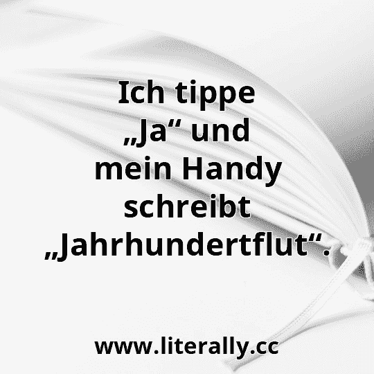 Ich tippe „Ja“ und mein Handy schreibt „Jahrhundertflut“.
