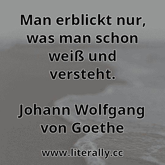 Man erblickt nur, was man schon weiß und versteht.
Johann Wolfgang von Goethe
