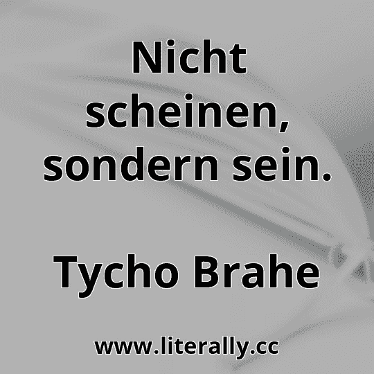 Nicht scheinen, sondern sein.
Tycho Brahe
