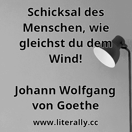 Schicksal des Menschen, wie gleichst du dem Wind!
Johann Wolfgang von Goethe
