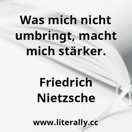 Was mich nicht umbringt, macht mich stärker.
Friedrich Nietzsche
