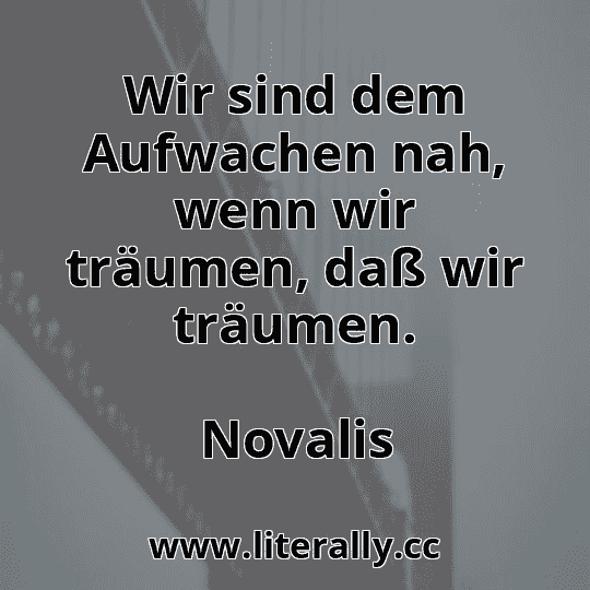 Wir sind dem Aufwachen nah, wenn wir träumen, daß wir träumen.
Novalis

