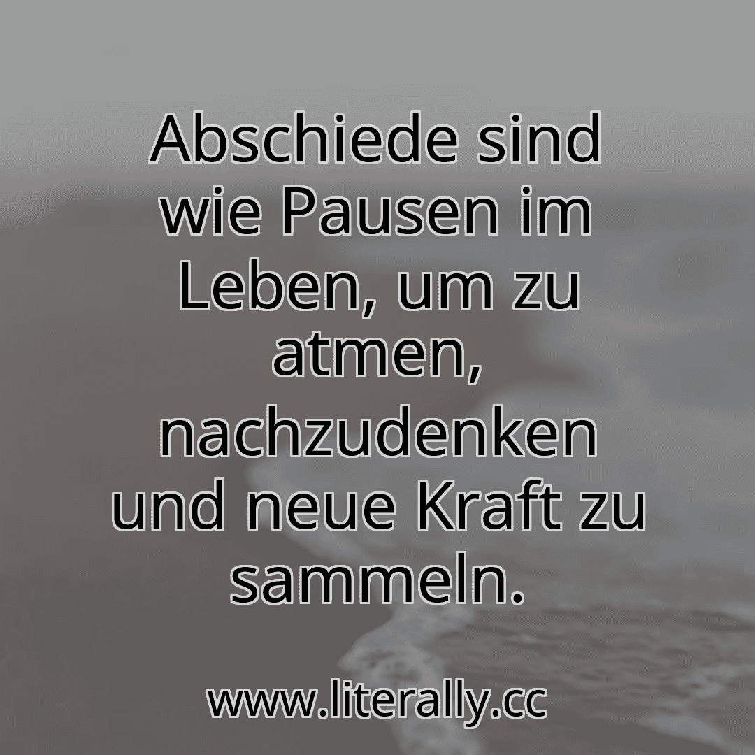 Abschiede sind wie Pausen im Leben, um zu atmen, nachzudenken und neue Kraft zu sammeln.
