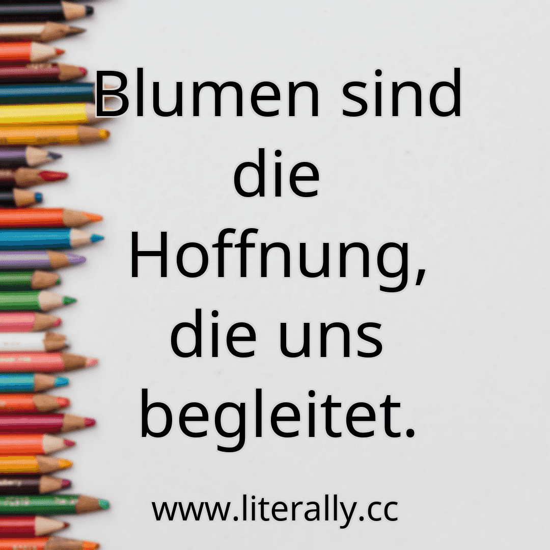 Blumen sind die Hoffnung, die uns begleitet.
