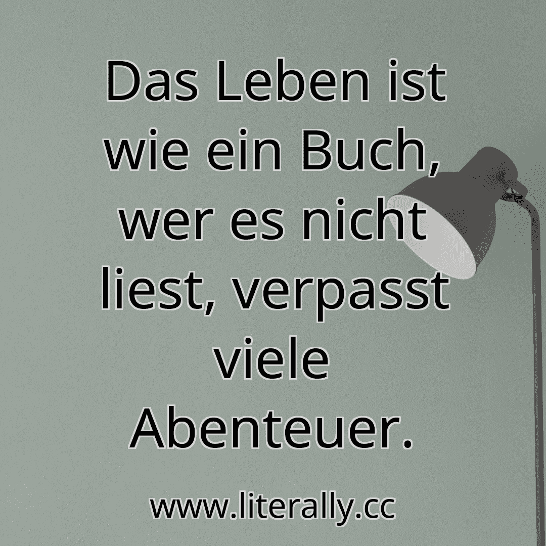Das Leben ist wie ein Buch, wer es nicht liest, verpasst viele Abenteuer.
