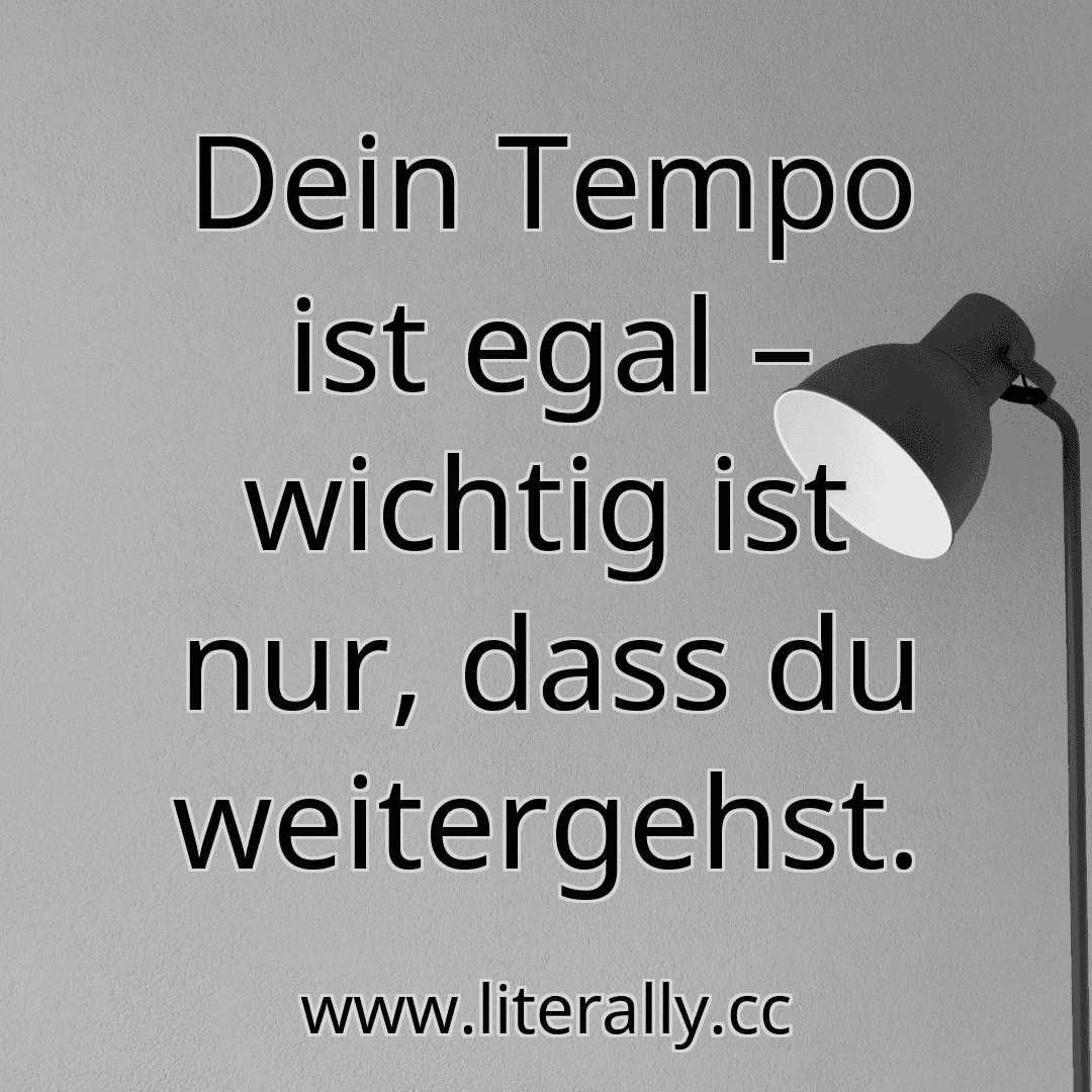 Dein Tempo ist egal – wichtig ist nur, dass du weitergehst.
