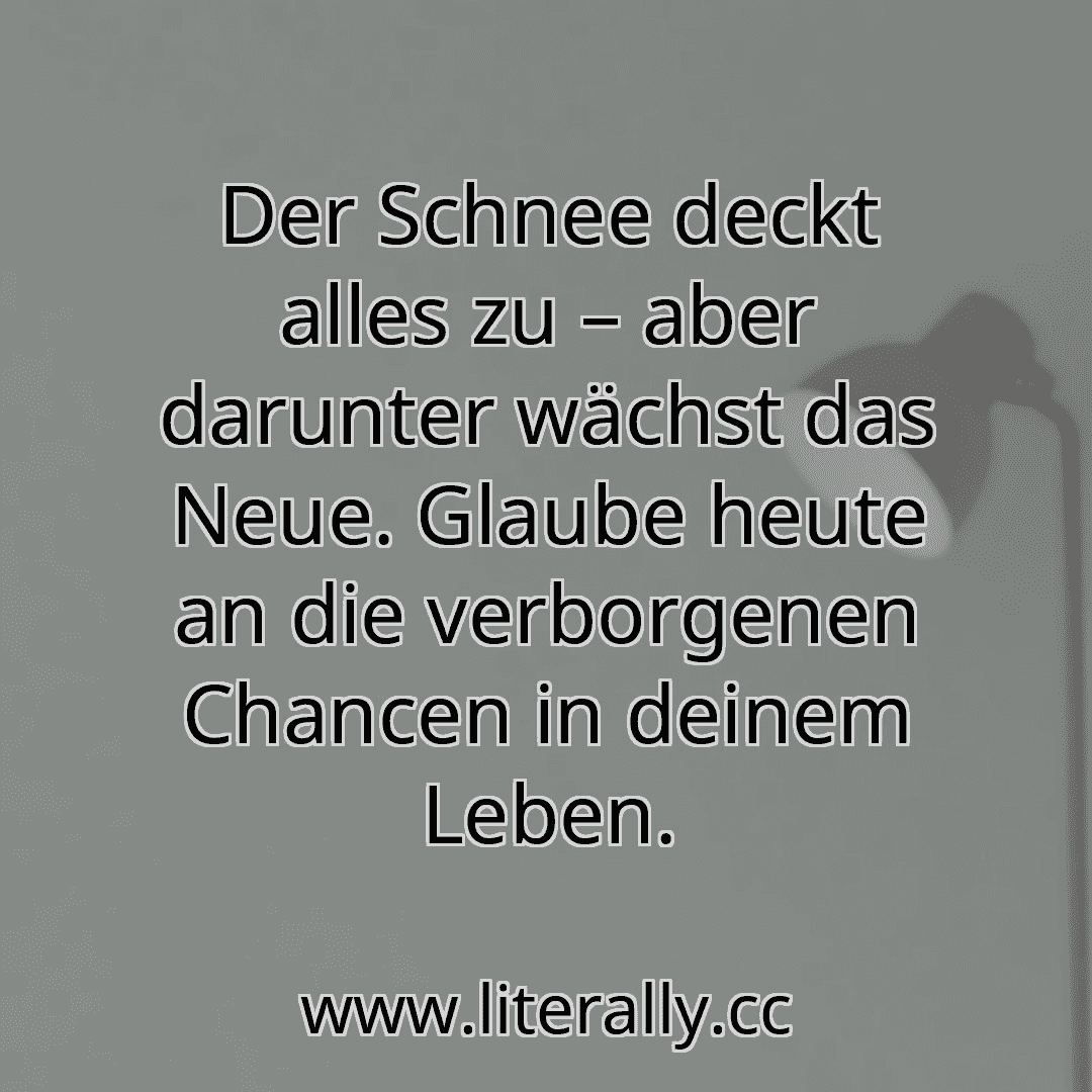 Der Schnee deckt alles zu – aber darunter wächst das Neue. Glaube heute an die verborgenen Chancen in deinem Leben.
